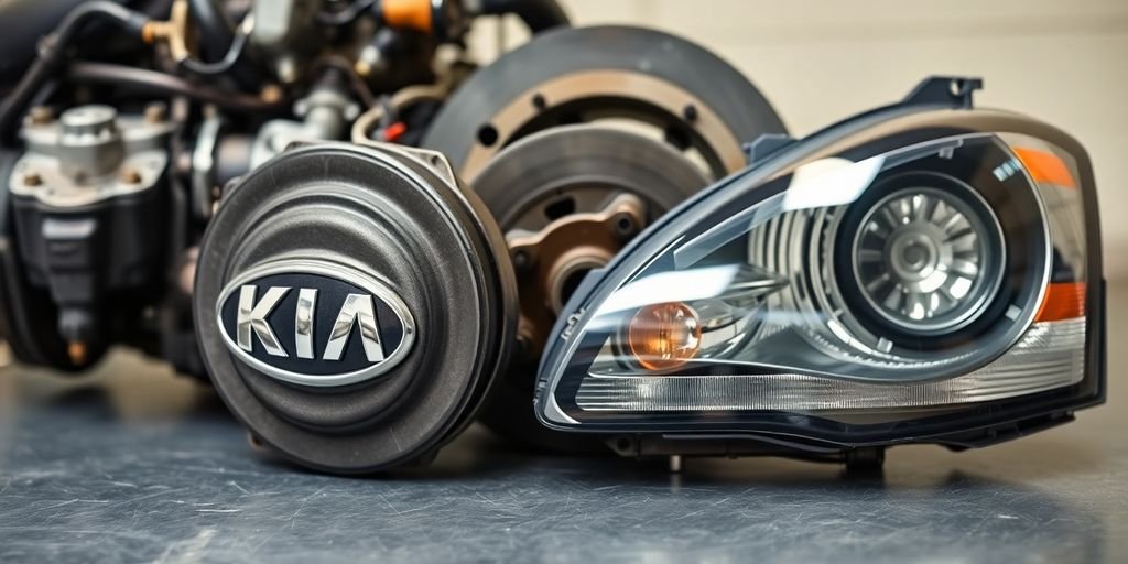 Kia parts on a metallic surface