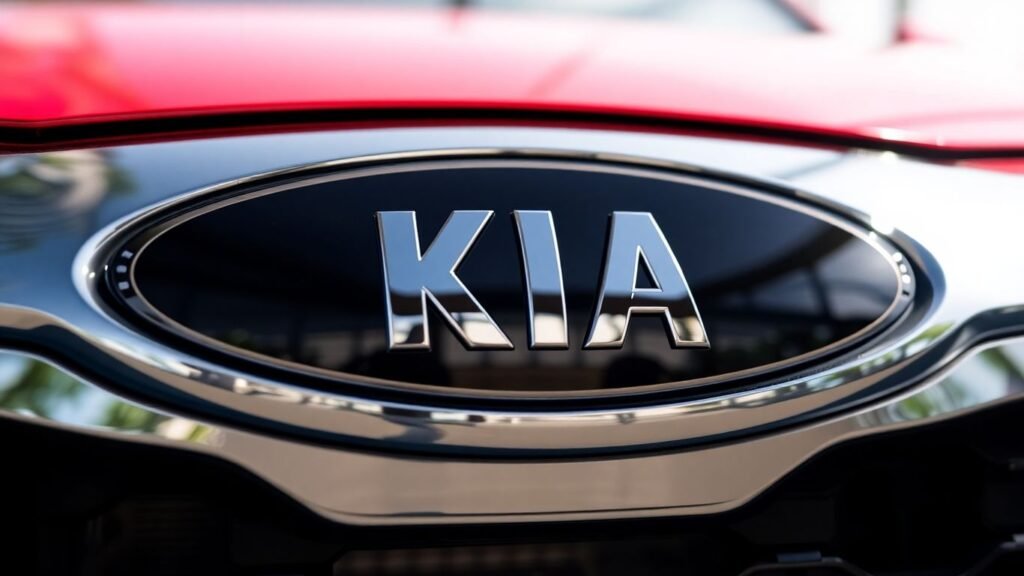 Shiny Kia car emblem