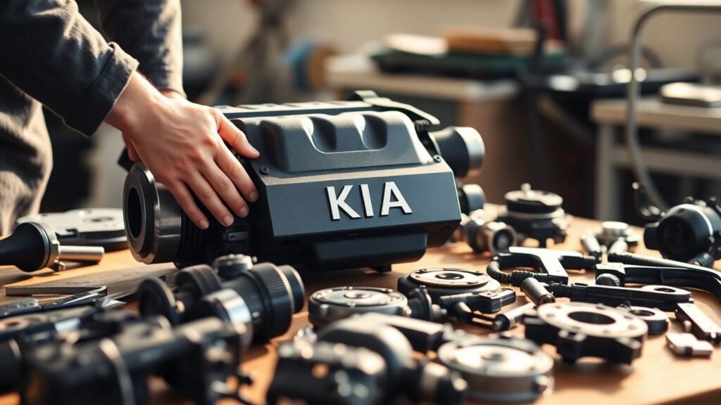 Kia car parts being recycled for sustainability.