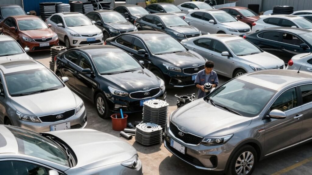 Kia car parts at a Canberra wrecking yard.